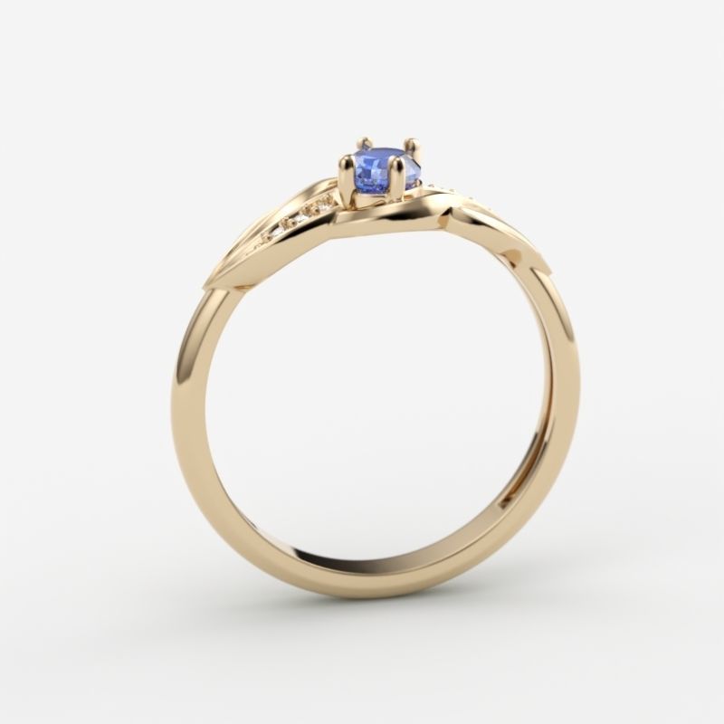 wedding engagement women ring with gem and diamonds 3dm stl CAD 3D print model_7