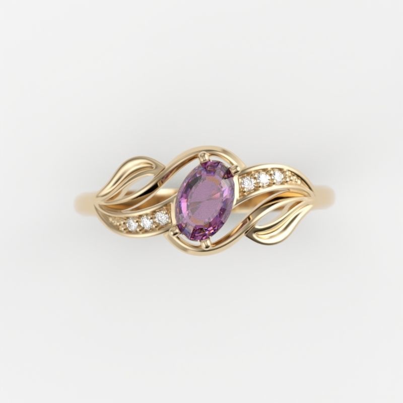 wedding engagement women ring with gem and diamonds 3dm stl CAD 3D print model_17