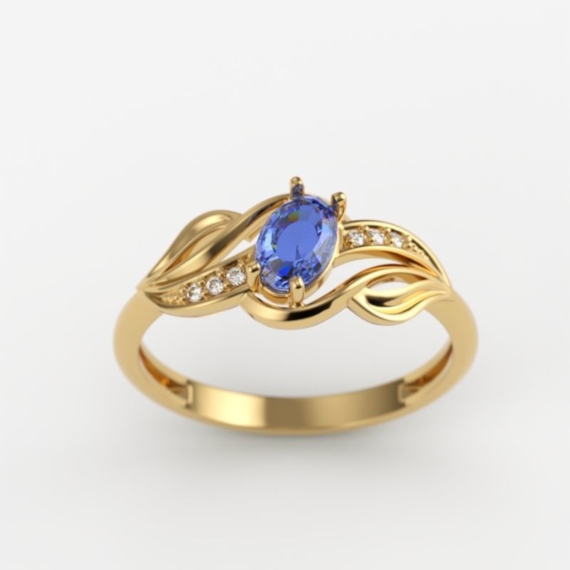 wedding engagement women ring with gem and diamonds 3dm stl CAD 3D print model_12