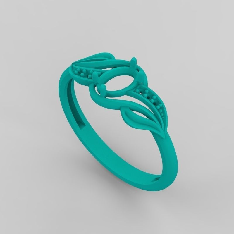 wedding engagement women ring with gem and diamonds 3dm stl CAD 3D print model_22