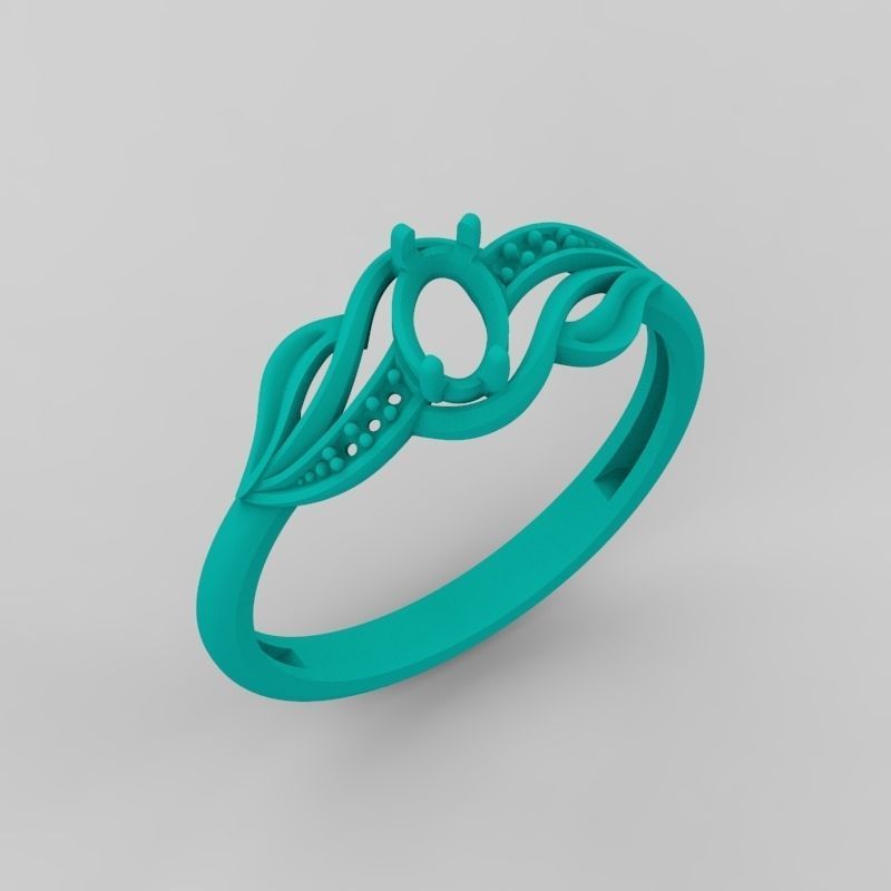 wedding engagement women ring with gem and diamonds 3dm stl CAD 3D print model_21