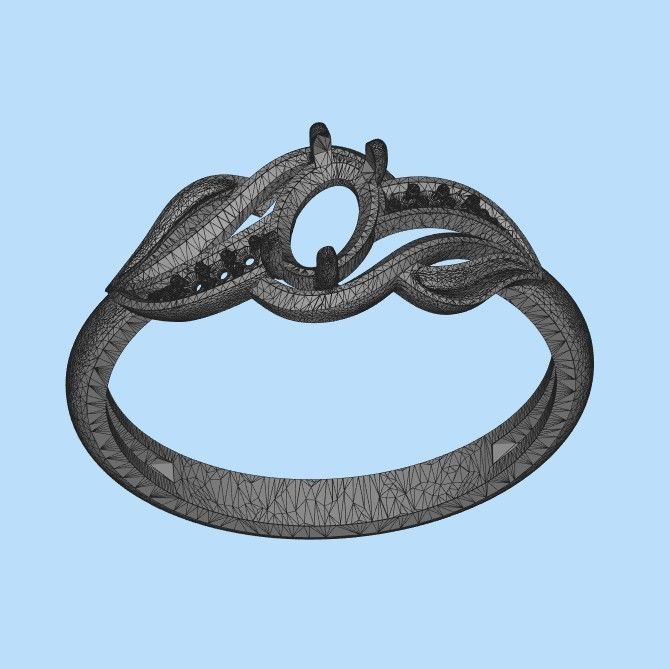 wedding engagement women ring with gem and diamonds 3dm stl CAD 3D print model_35