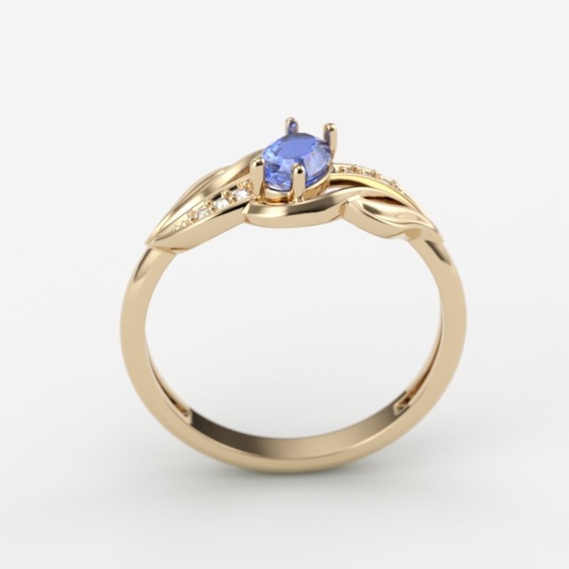 wedding engagement women ring with gem and diamonds 3dm stl CAD 3D print model_9