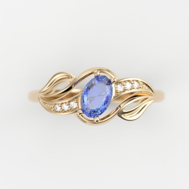 wedding engagement women ring with gem and diamonds 3dm stl CAD 3D print model_4