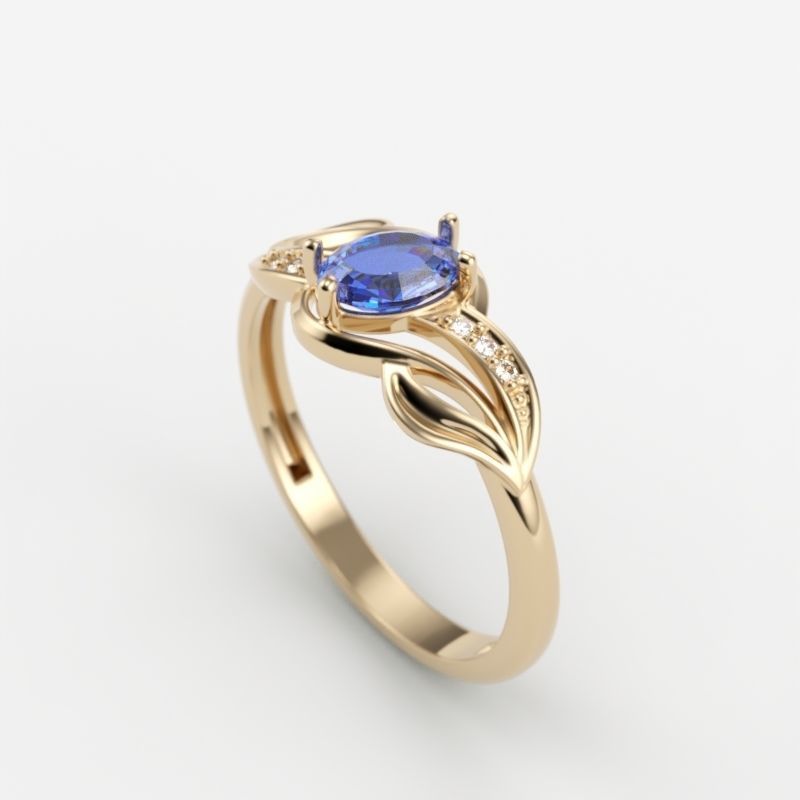 wedding engagement women ring with gem and diamonds 3dm stl CAD 3D print model_8