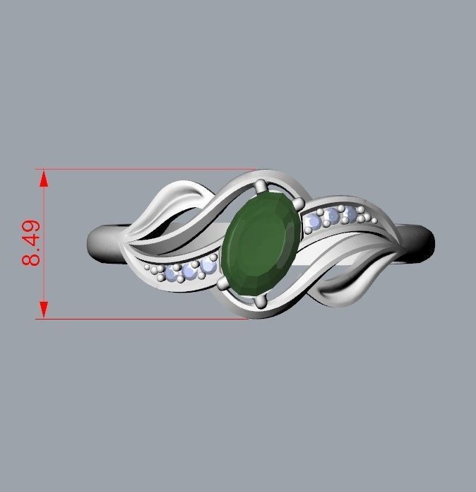 wedding engagement women ring with gem and diamonds 3dm stl CAD 3D print model_27
