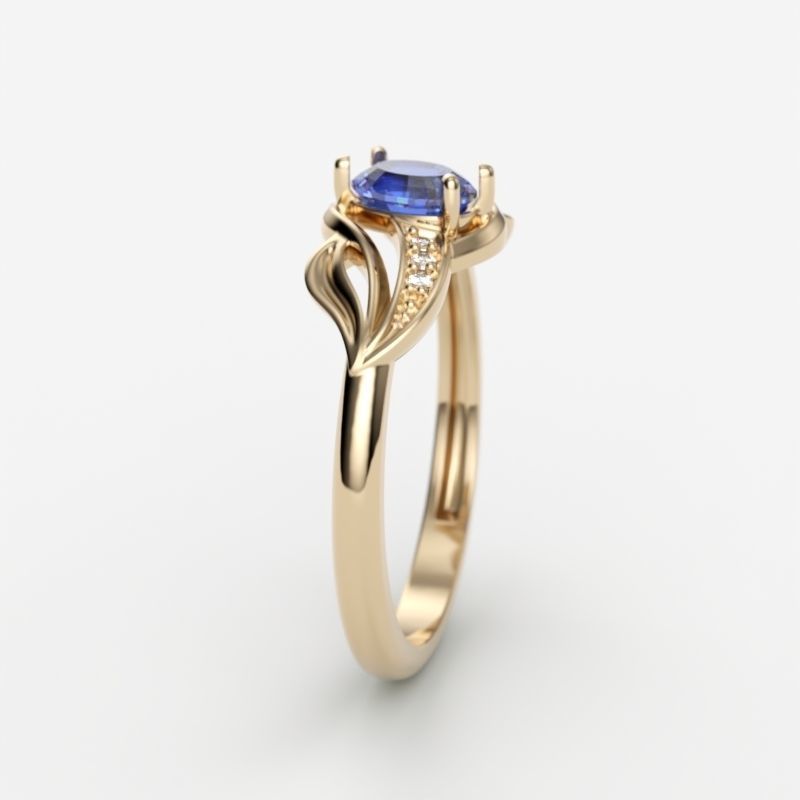 wedding engagement women ring with gem and diamonds 3dm stl CAD 3D print model_13