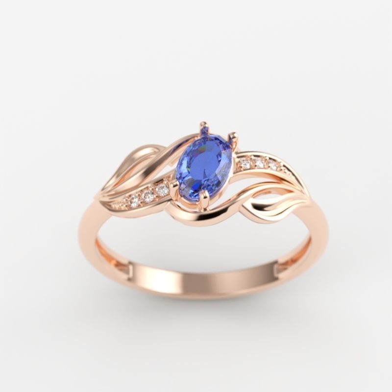 wedding engagement women ring with gem and diamonds 3dm stl CAD 3D print model_10