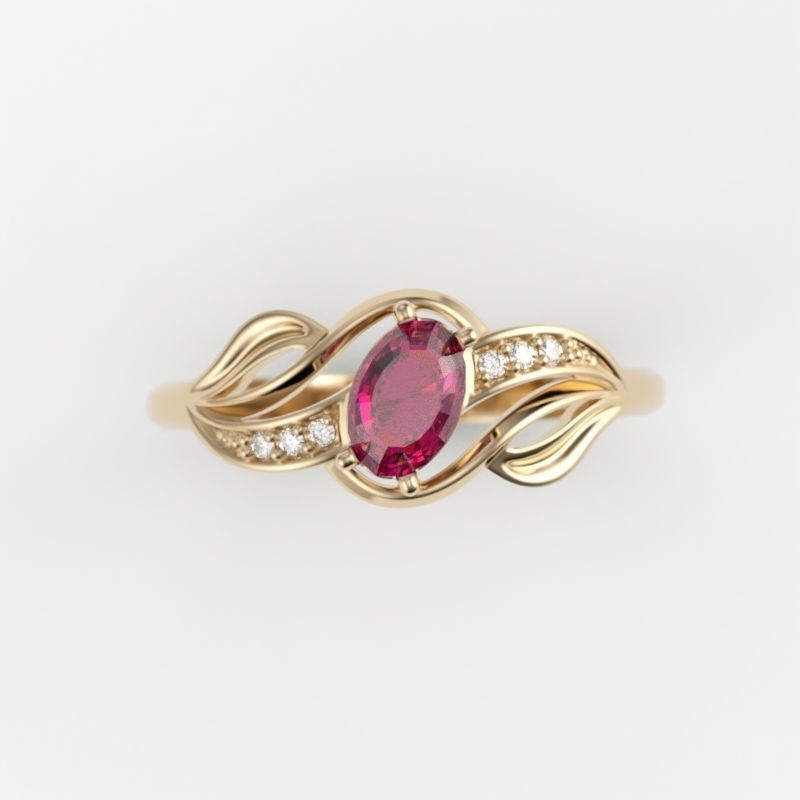 wedding engagement women ring with gem and diamonds 3dm stl CAD 3D print model_19