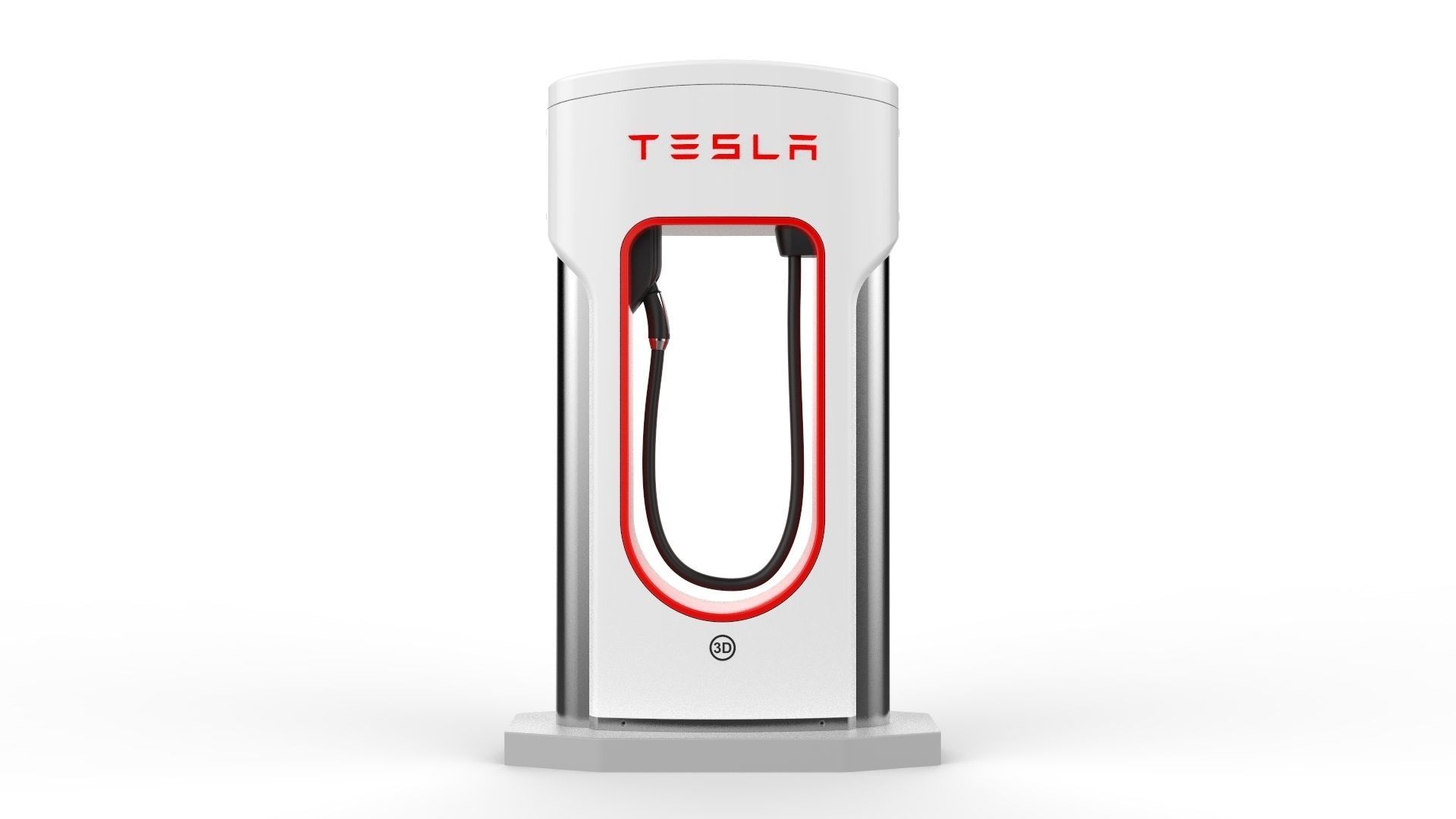 Tesla Electric Vehicle Charging Station 3D model_1