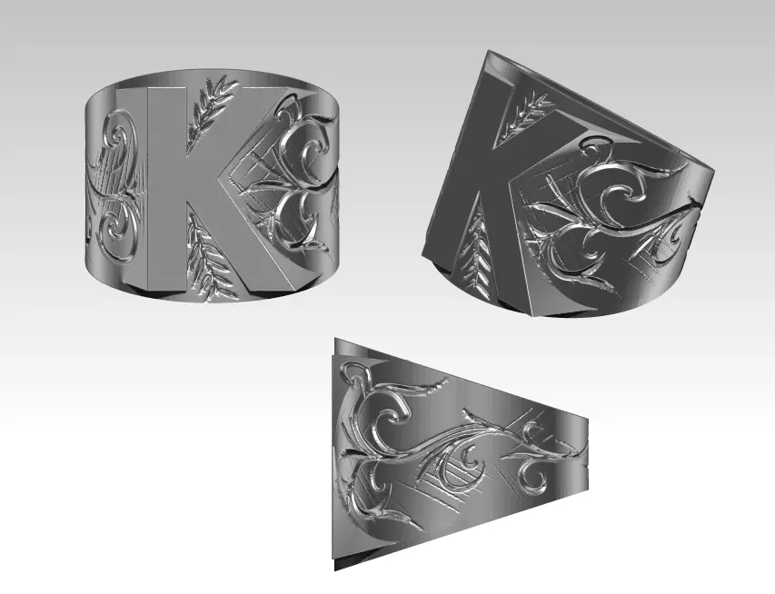 K letter symbol alpabet logo ring 3D print model