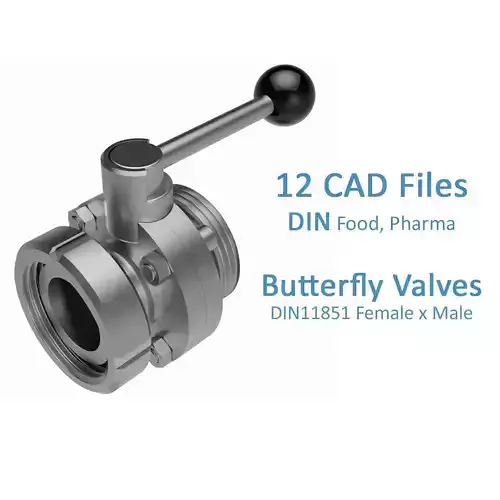 Manual Butterfly Valves - DIN11851 Female x Male Ends - 