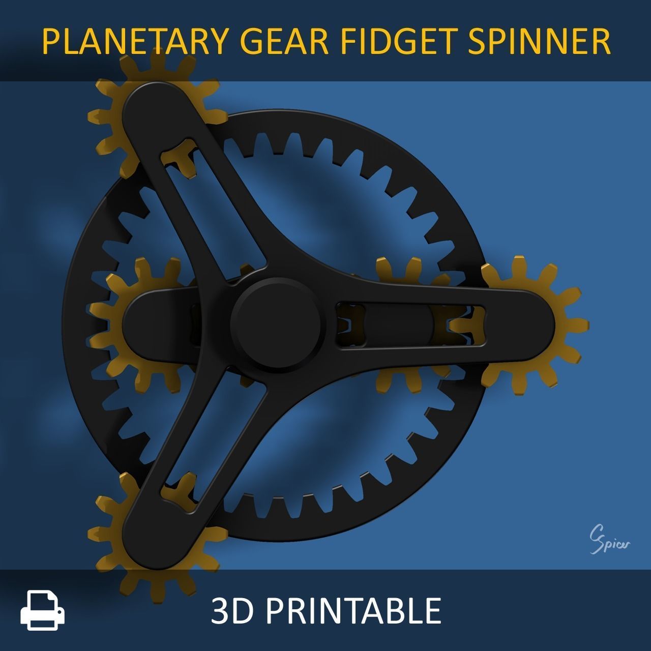 Planetary Gear Fidget Spinner 3D print model_1
