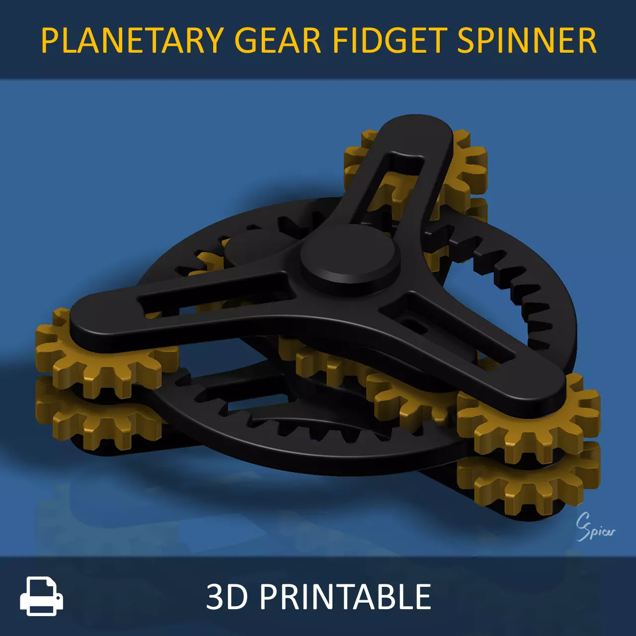 Planetary Gear Fidget Spinner 3D print model_0