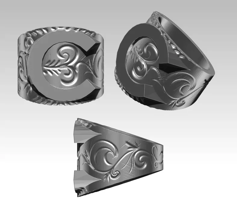 C letter symbol logo  3D print model_0