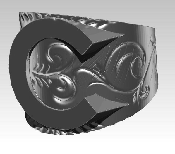 C letter symbol logo  3D print model_2