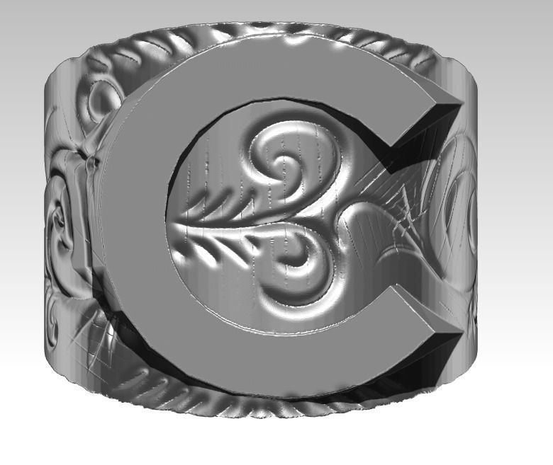 C letter symbol logo  3D print model_1