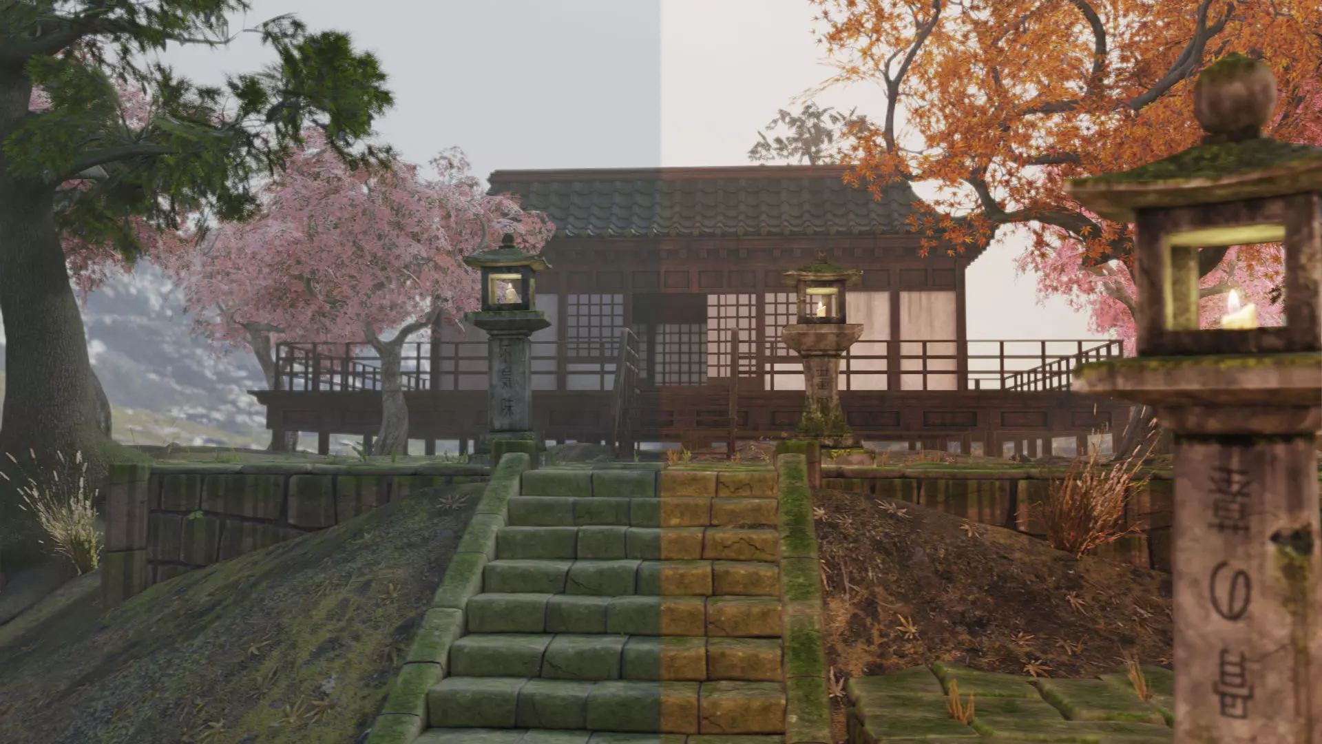 Low Poly Japanese Foliage Pack With PBR Materials Low-poly 3D model