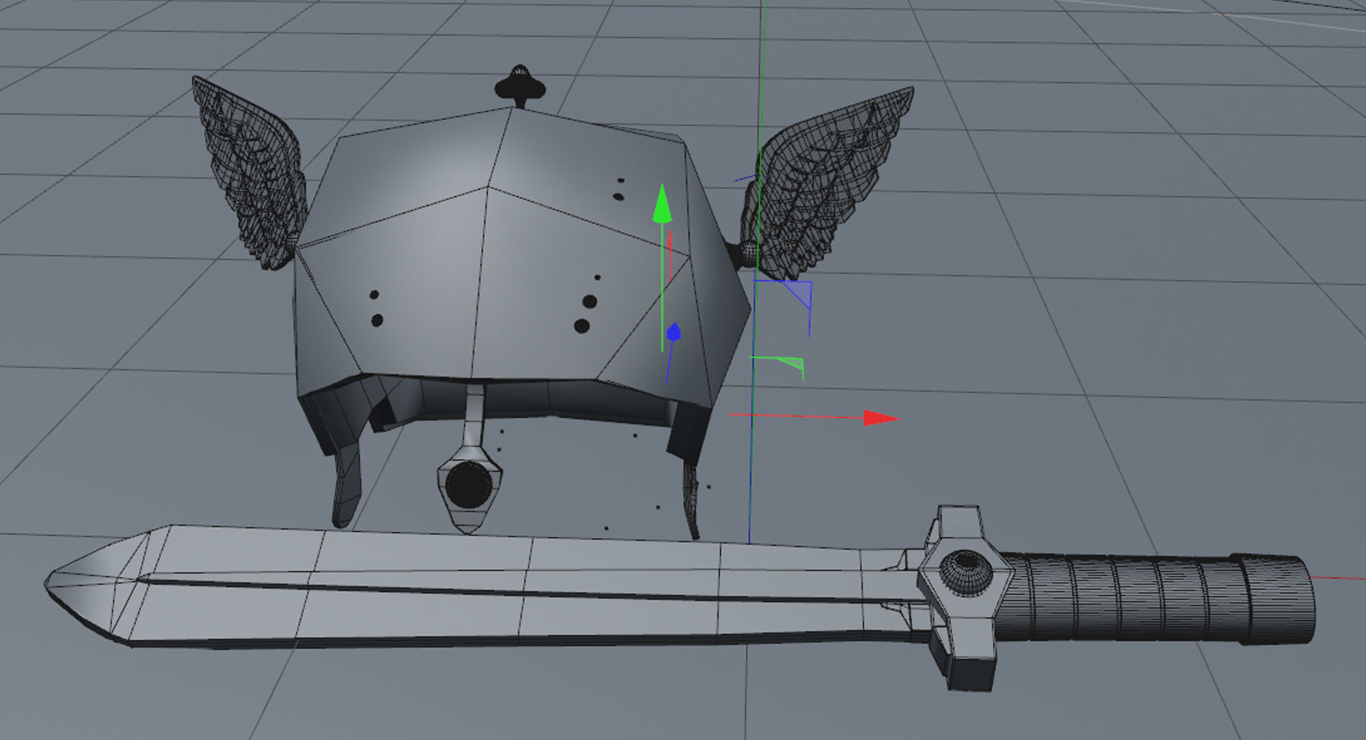 Gaul Helmet and Sword 3D model_11