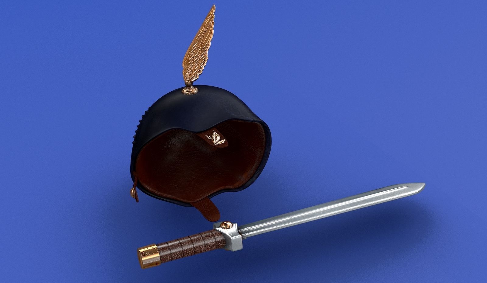 Gaul Helmet and Sword 3D model_7