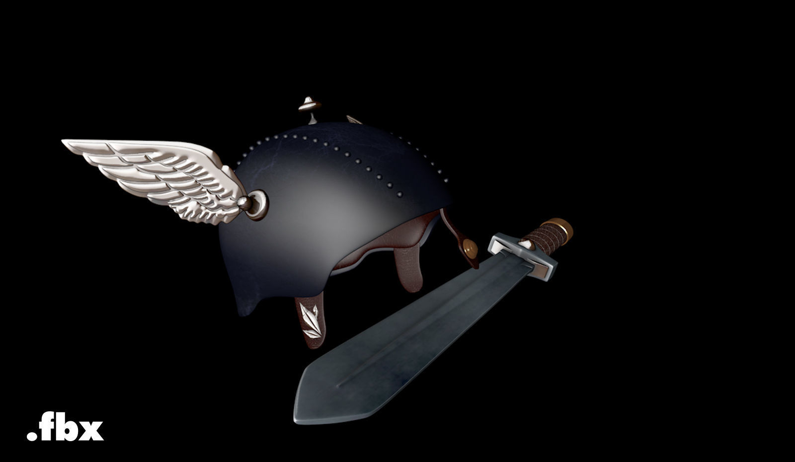 Gaul Helmet and Sword 3D model_13