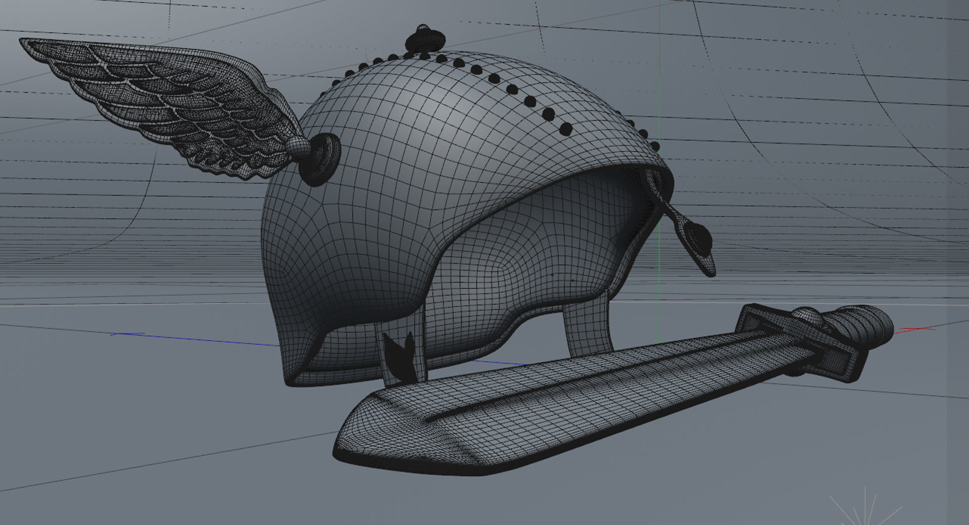 Gaul Helmet and Sword 3D model_10