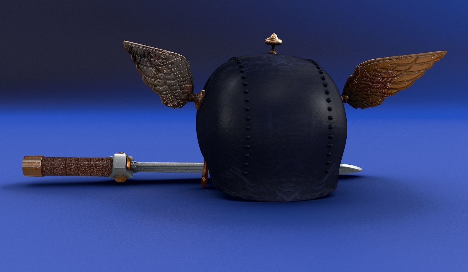 Gaul Helmet and Sword 3D model_6
