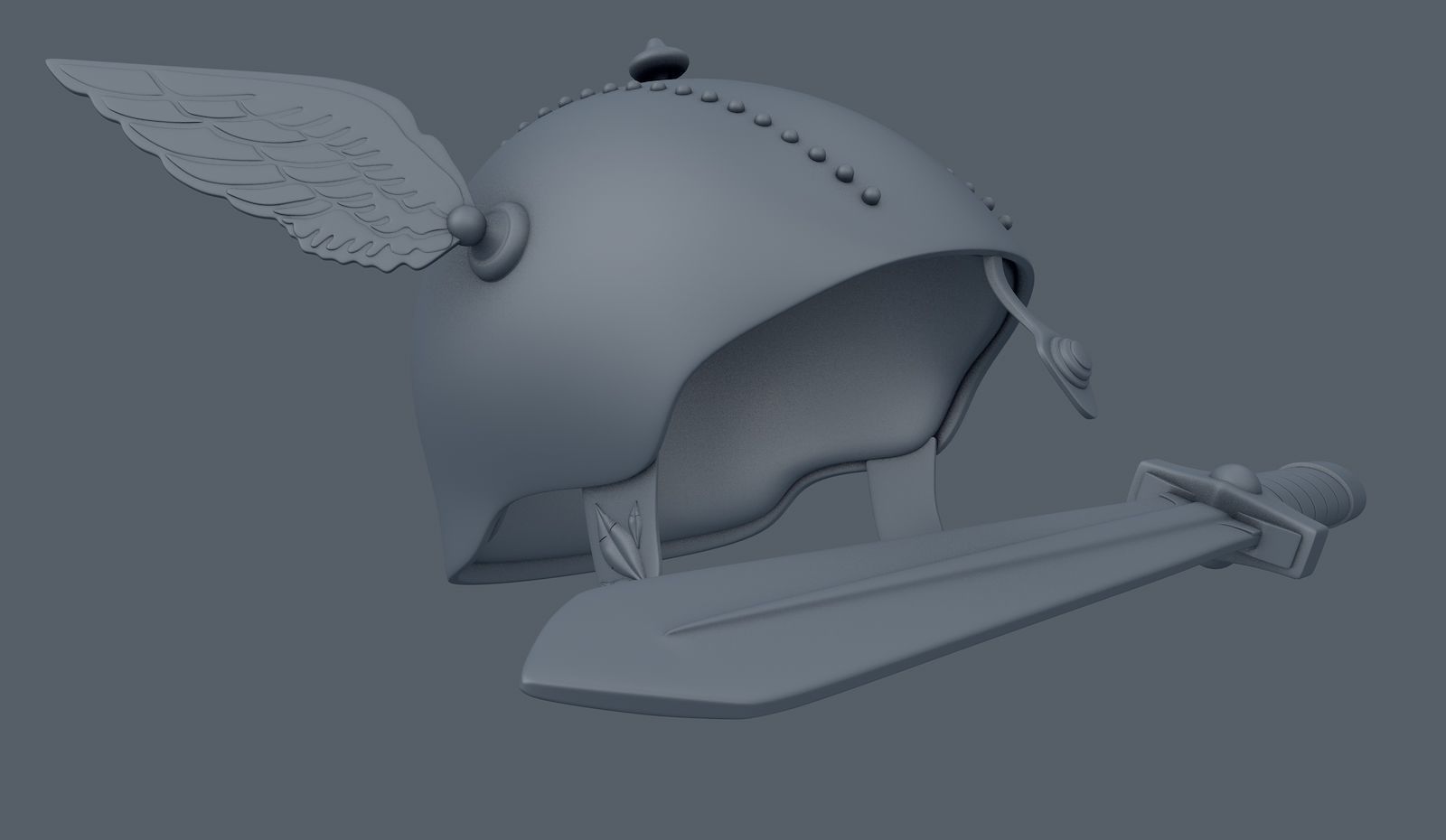 Gaul Helmet and Sword 3D model_9