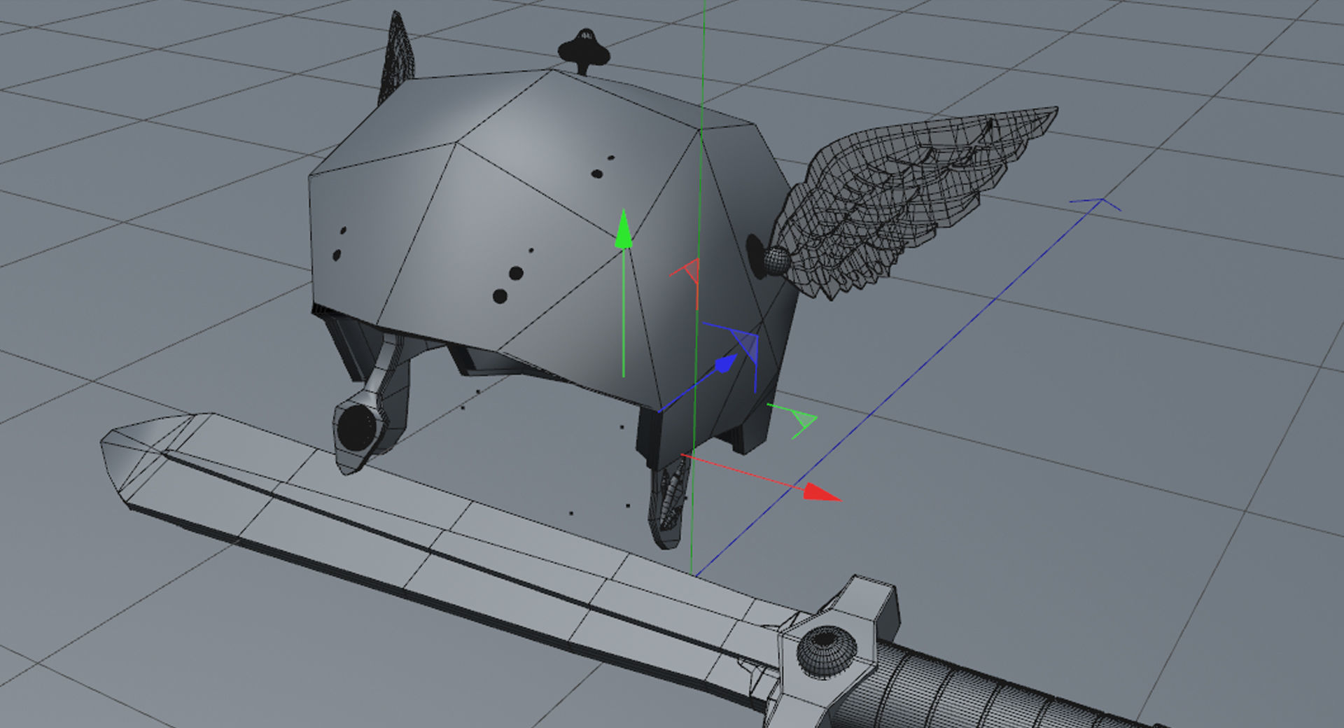 Gaul Helmet and Sword 3D model_12