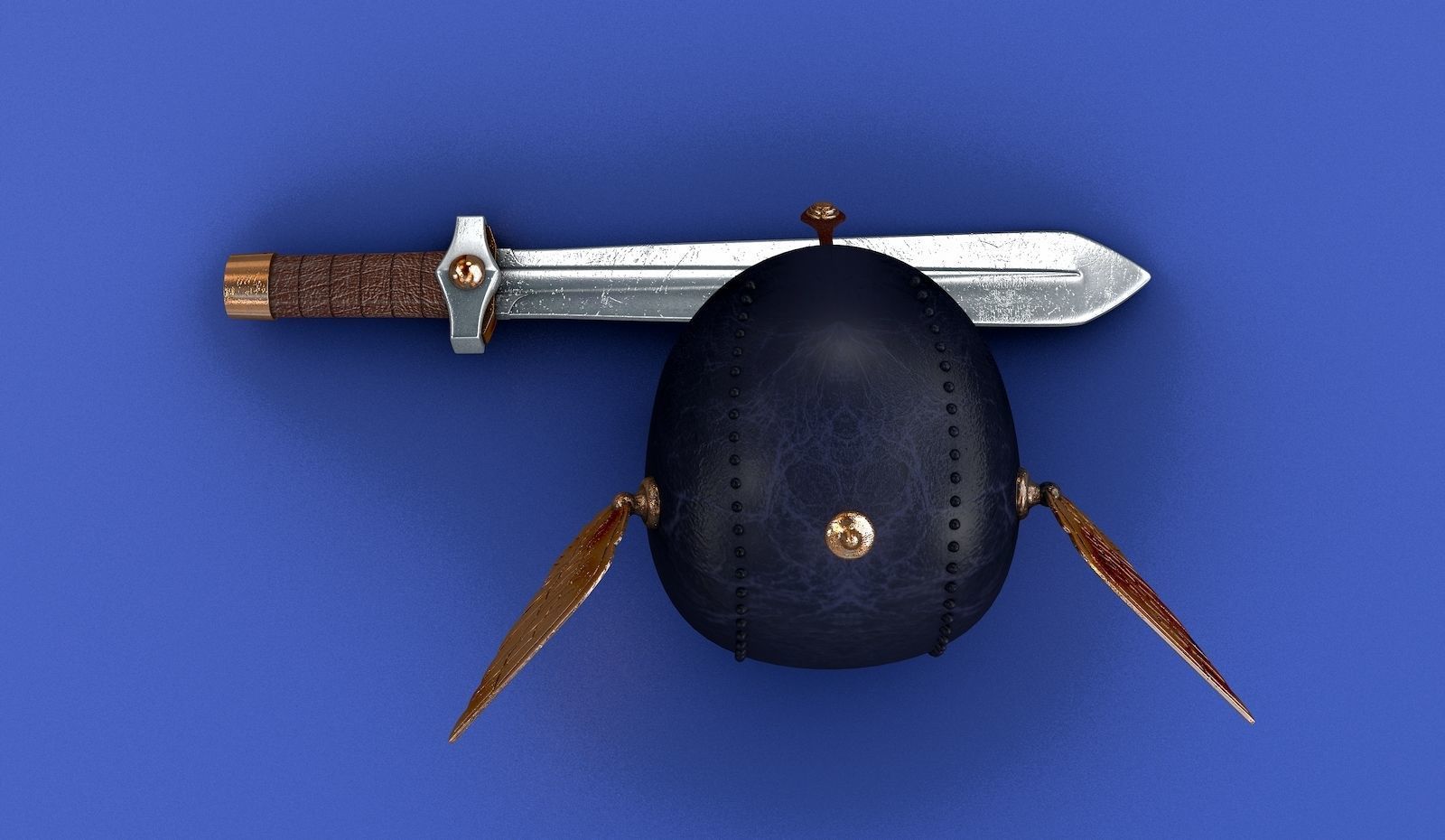 Gaul Helmet and Sword 3D model_8