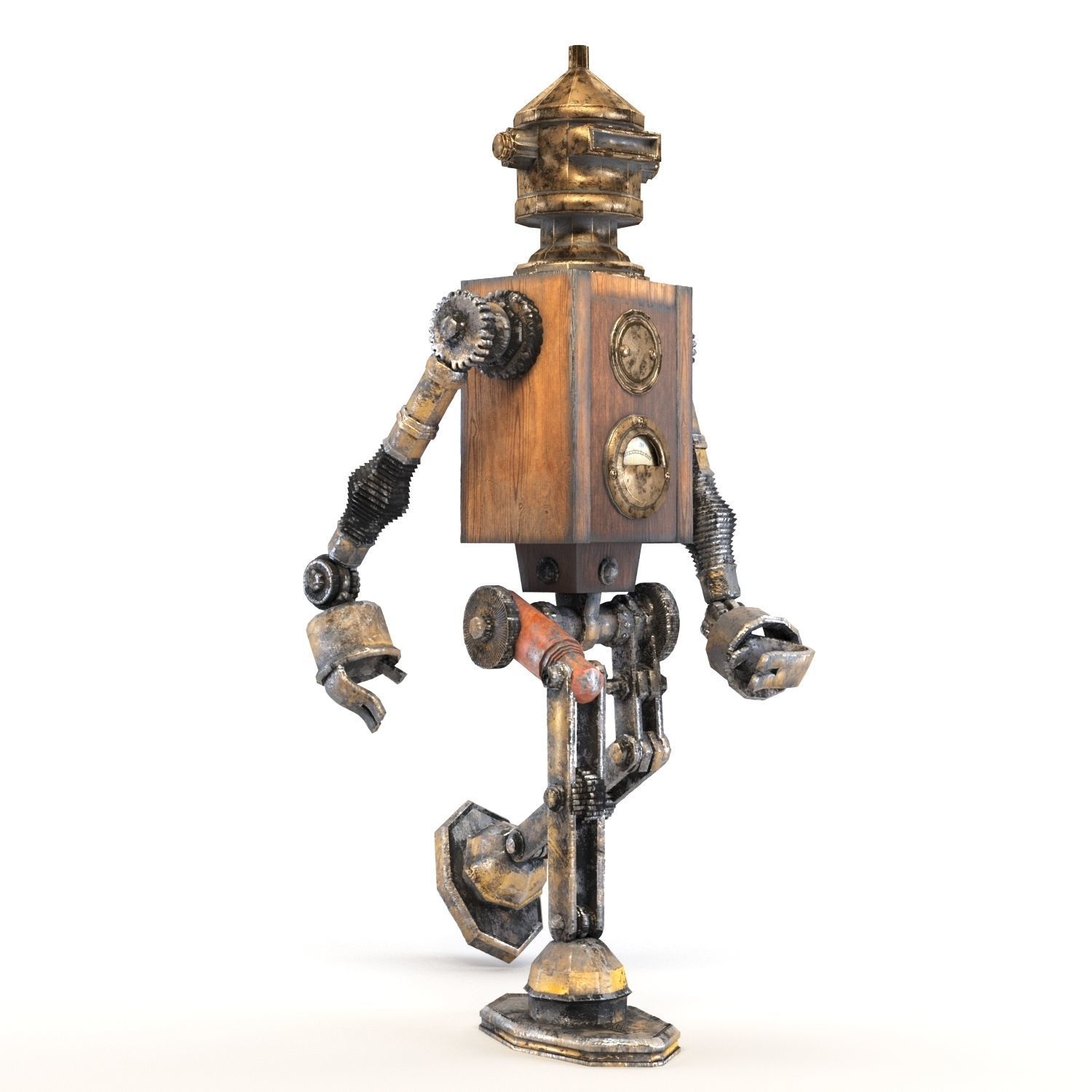 Steampunk robot Free low-poly 3D model_3