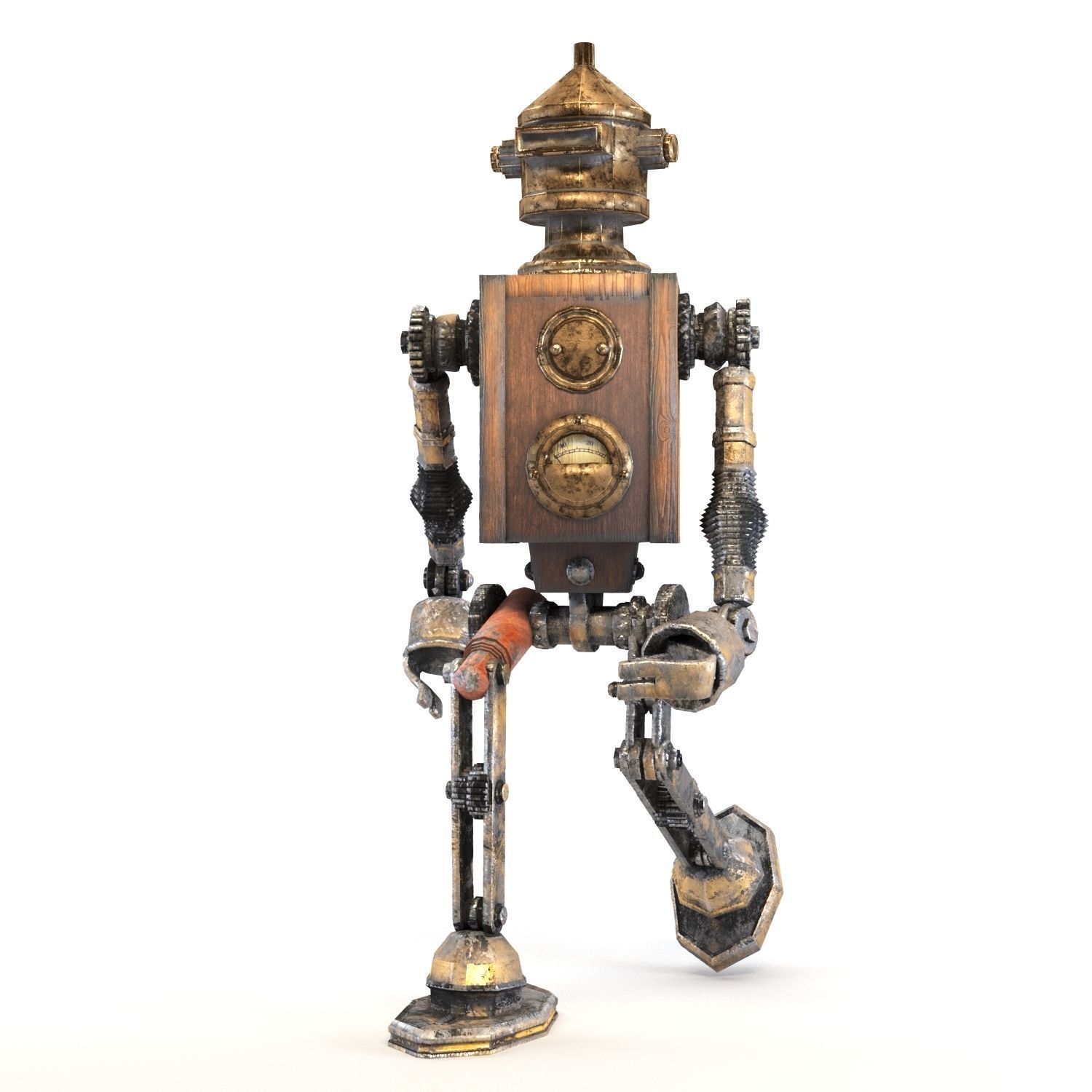 Steampunk robot Free low-poly 3D model_4