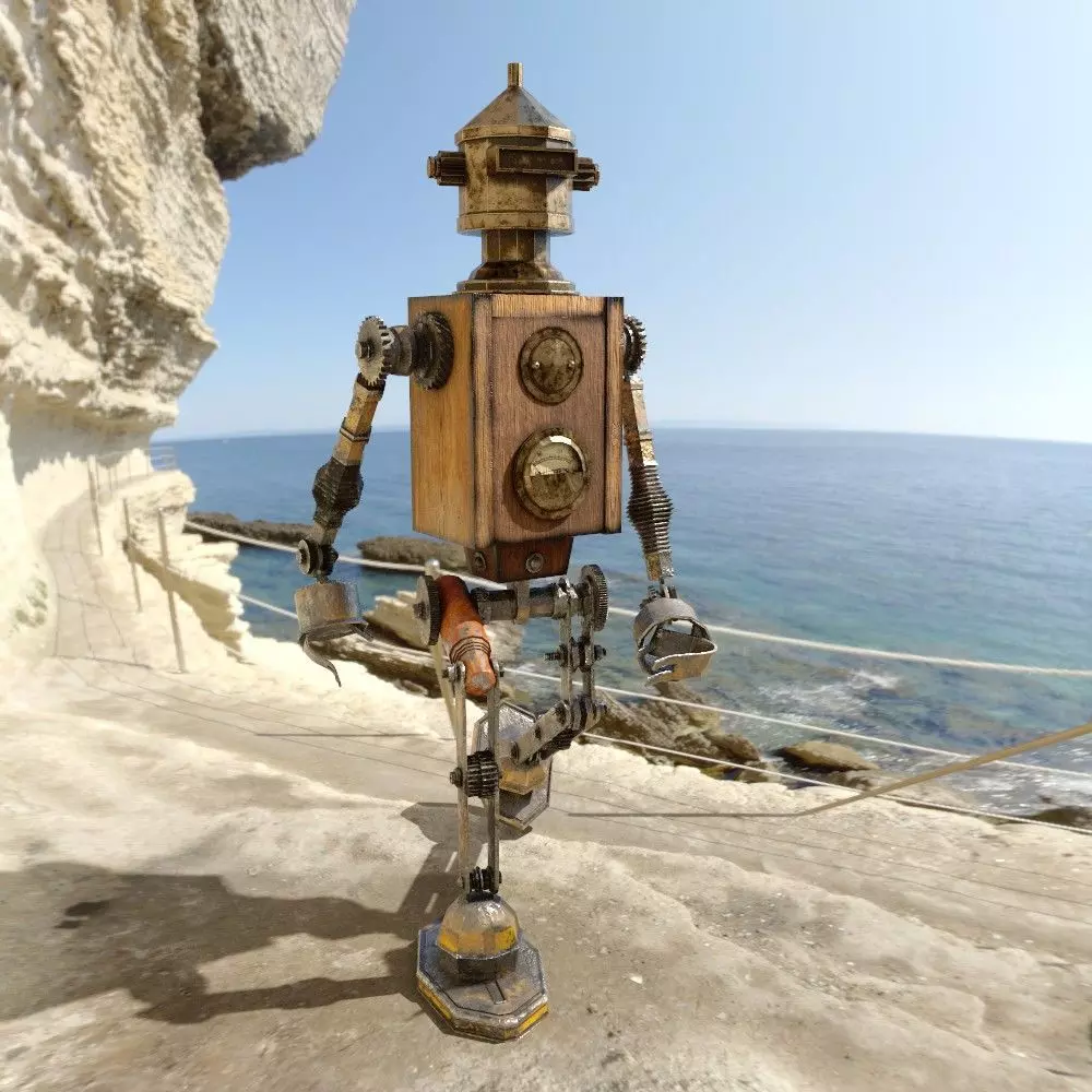 Steampunk robot Free low-poly 3D model_0