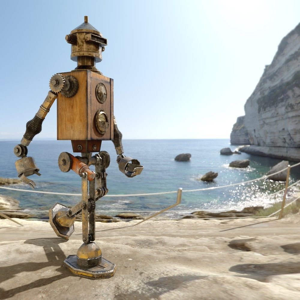 Steampunk robot Free low-poly 3D model_2