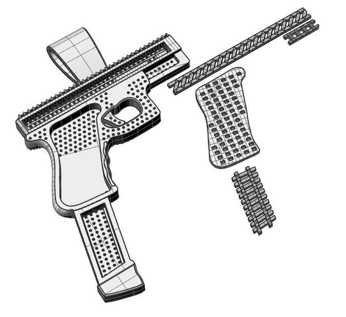 Gun pendant print model 3D print model_20
