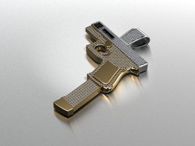 Gun pendant print model 3D print model_7