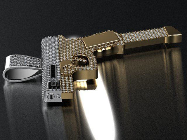 Gun pendant print model 3D print model_4