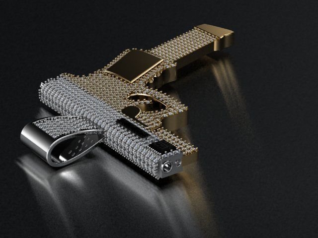 Gun pendant print model 3D print model_1
