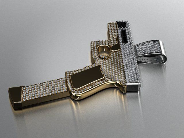 Gun pendant print model 3D print model_2