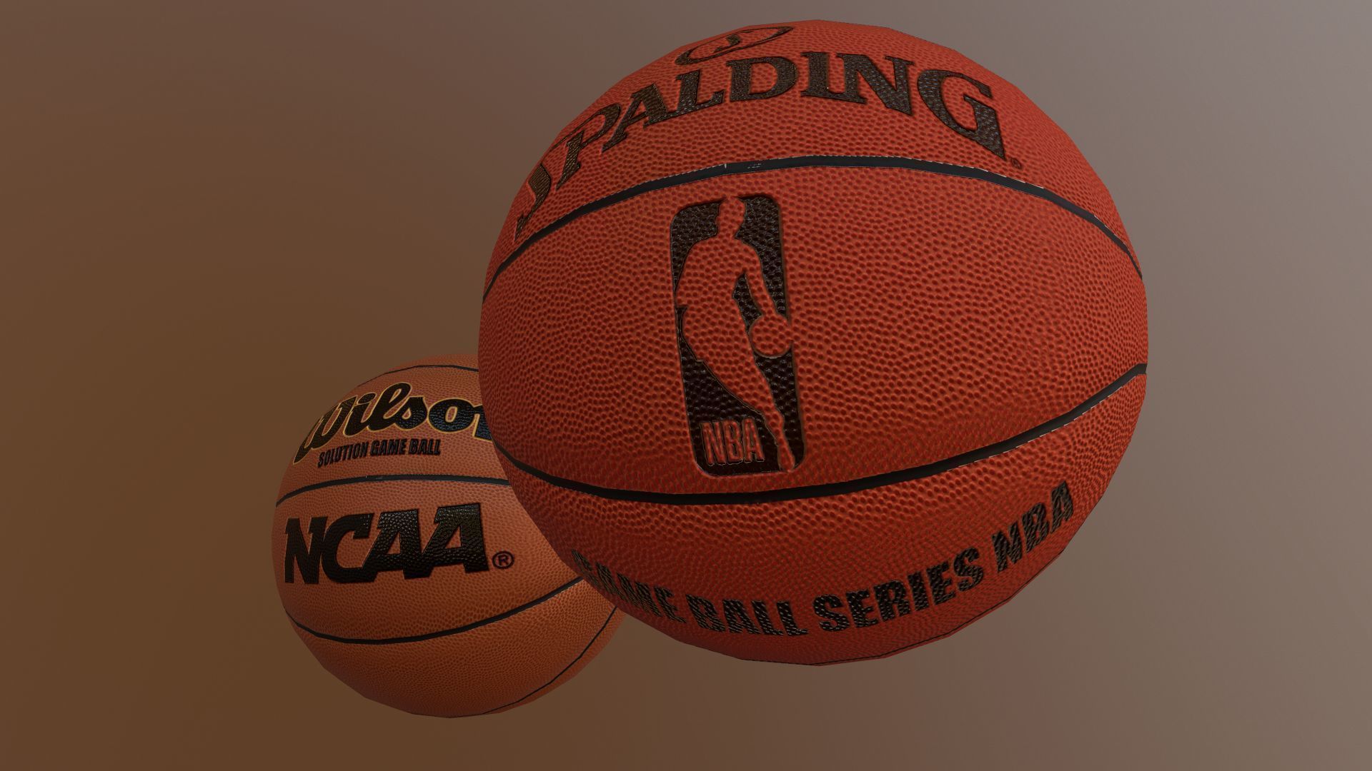 Official Basket Balls Wilson and Spalding low and high poly Low-poly 3D model_7