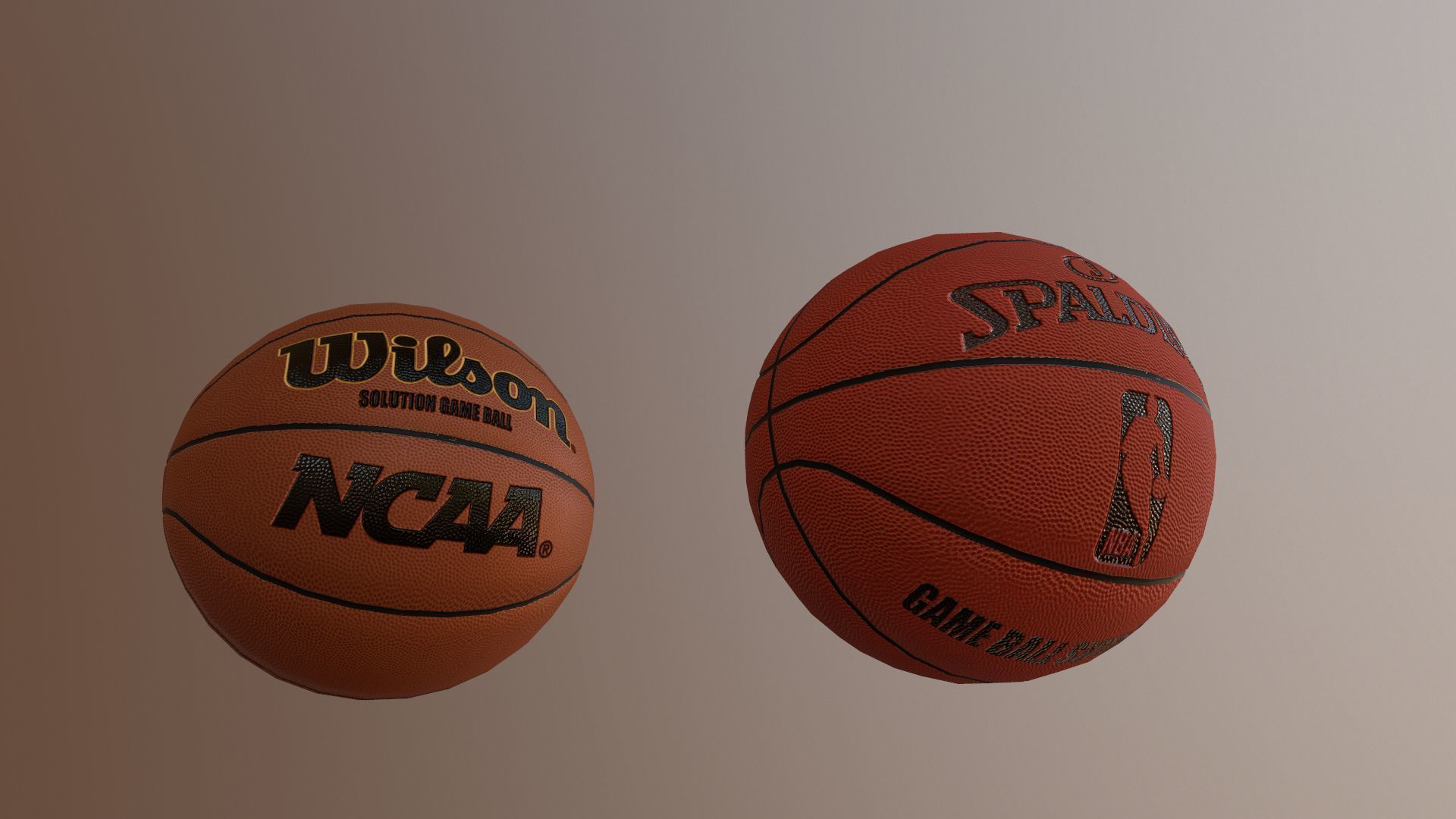 Official Basket Balls Wilson and Spalding low and high poly Low-poly 3D model_9