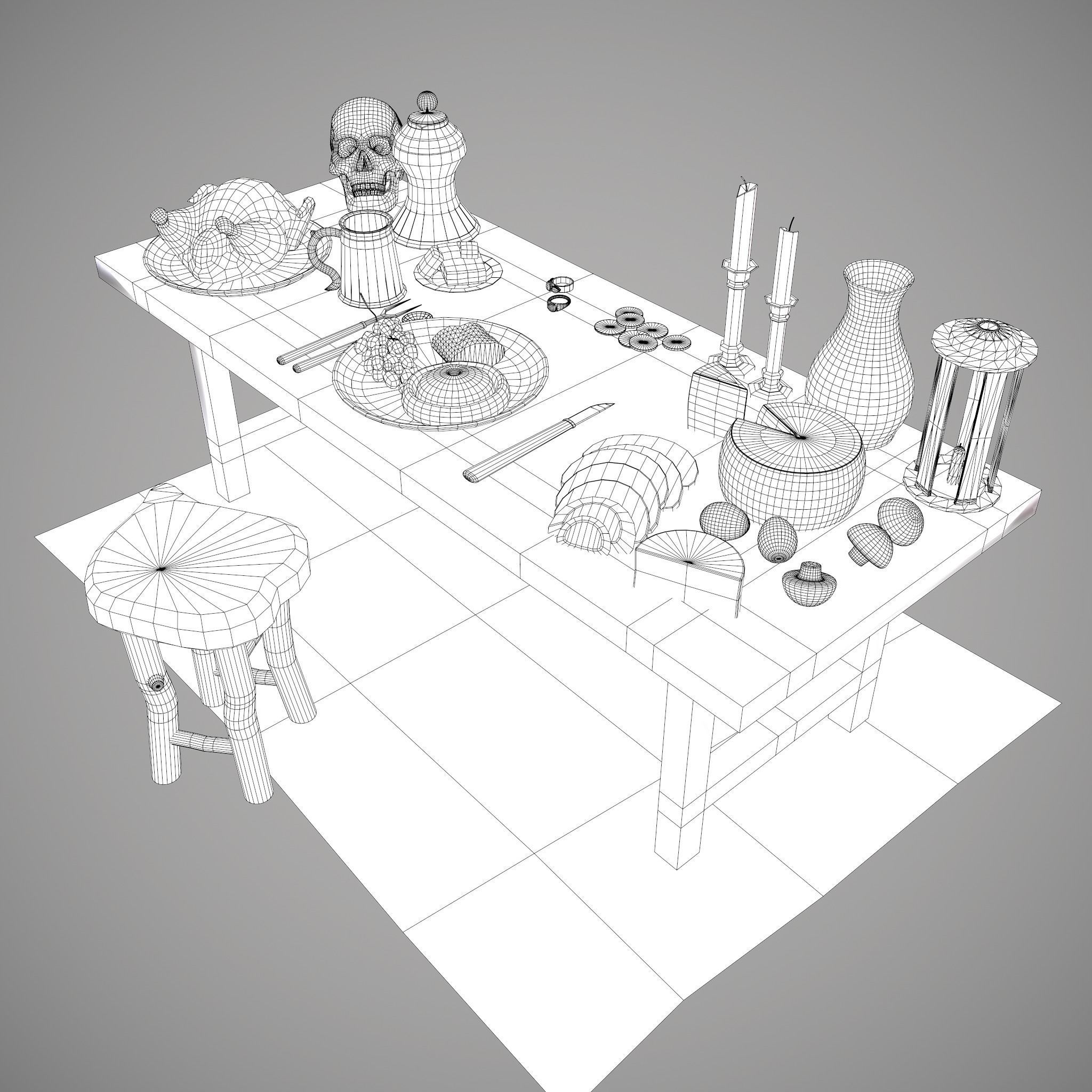 Medieval Tavern Dinner Scene  3D Model Collection_66