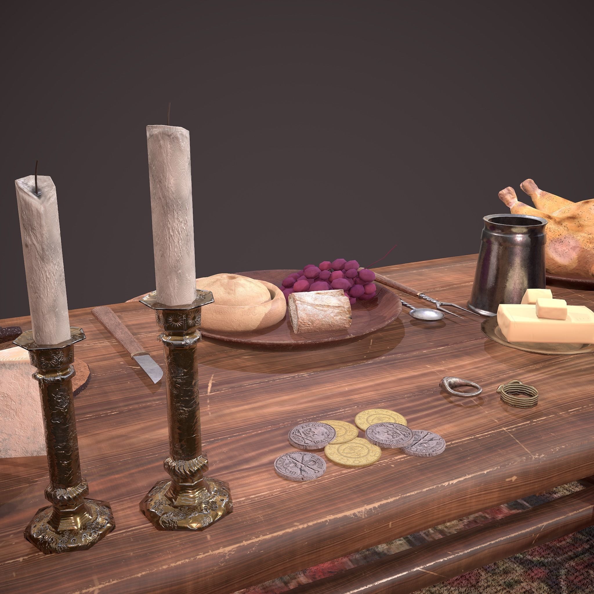 Medieval Tavern Dinner Scene  3D Model Collection_26