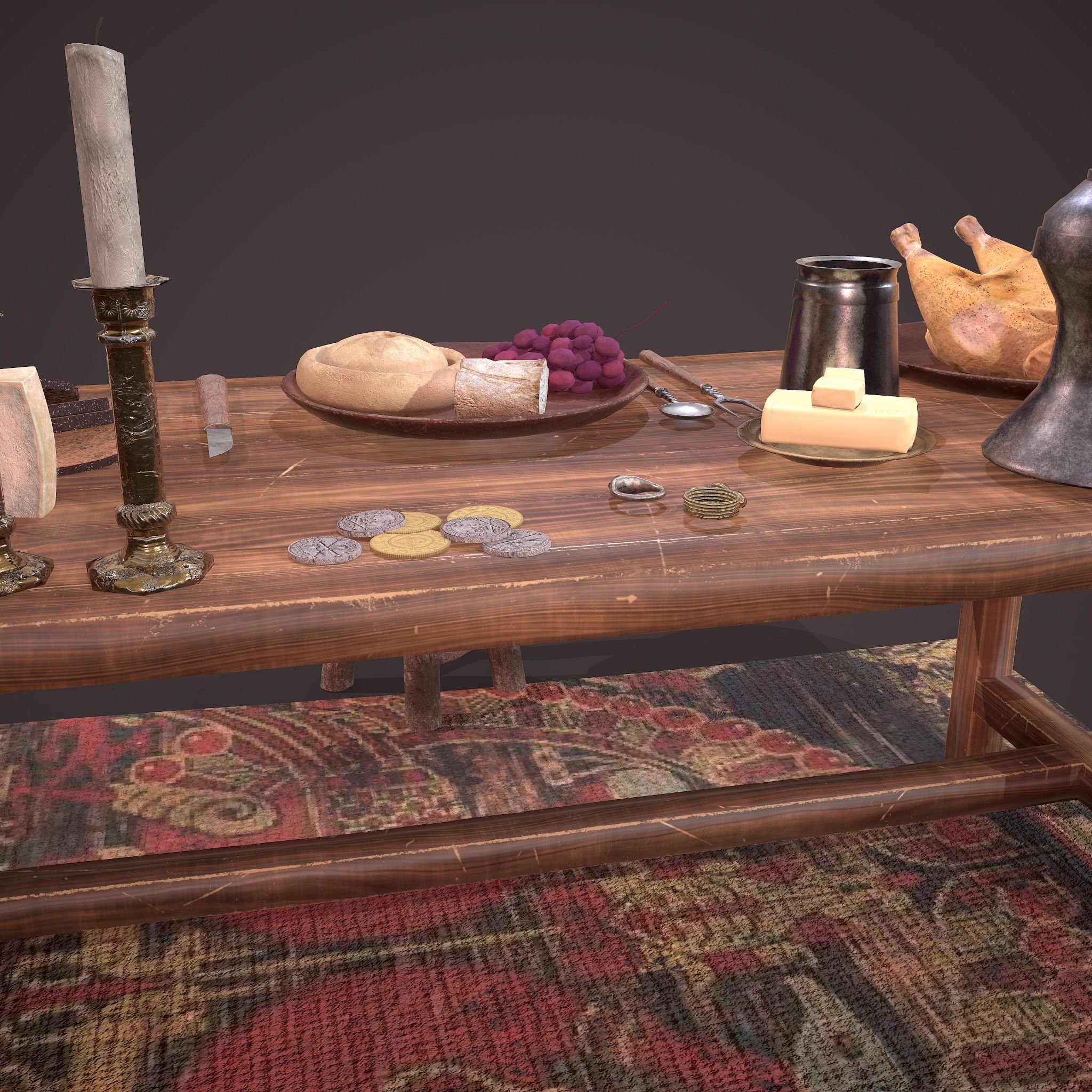 Medieval Tavern Dinner Scene  3D Model Collection_44