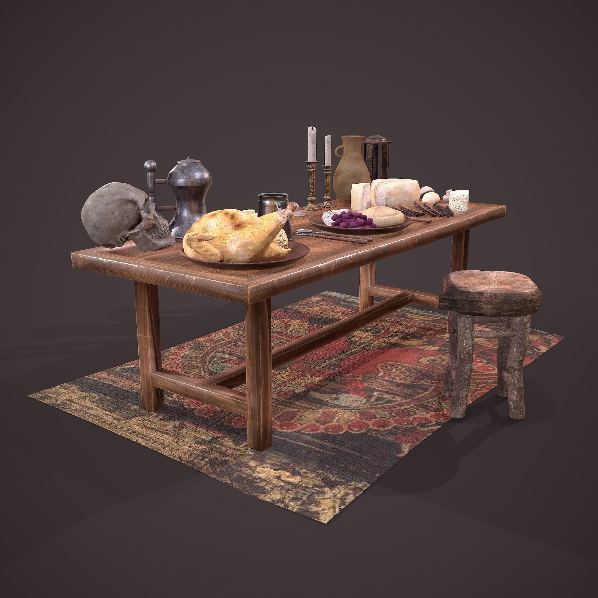 Medieval Tavern Dinner Scene  3D Model Collection_57