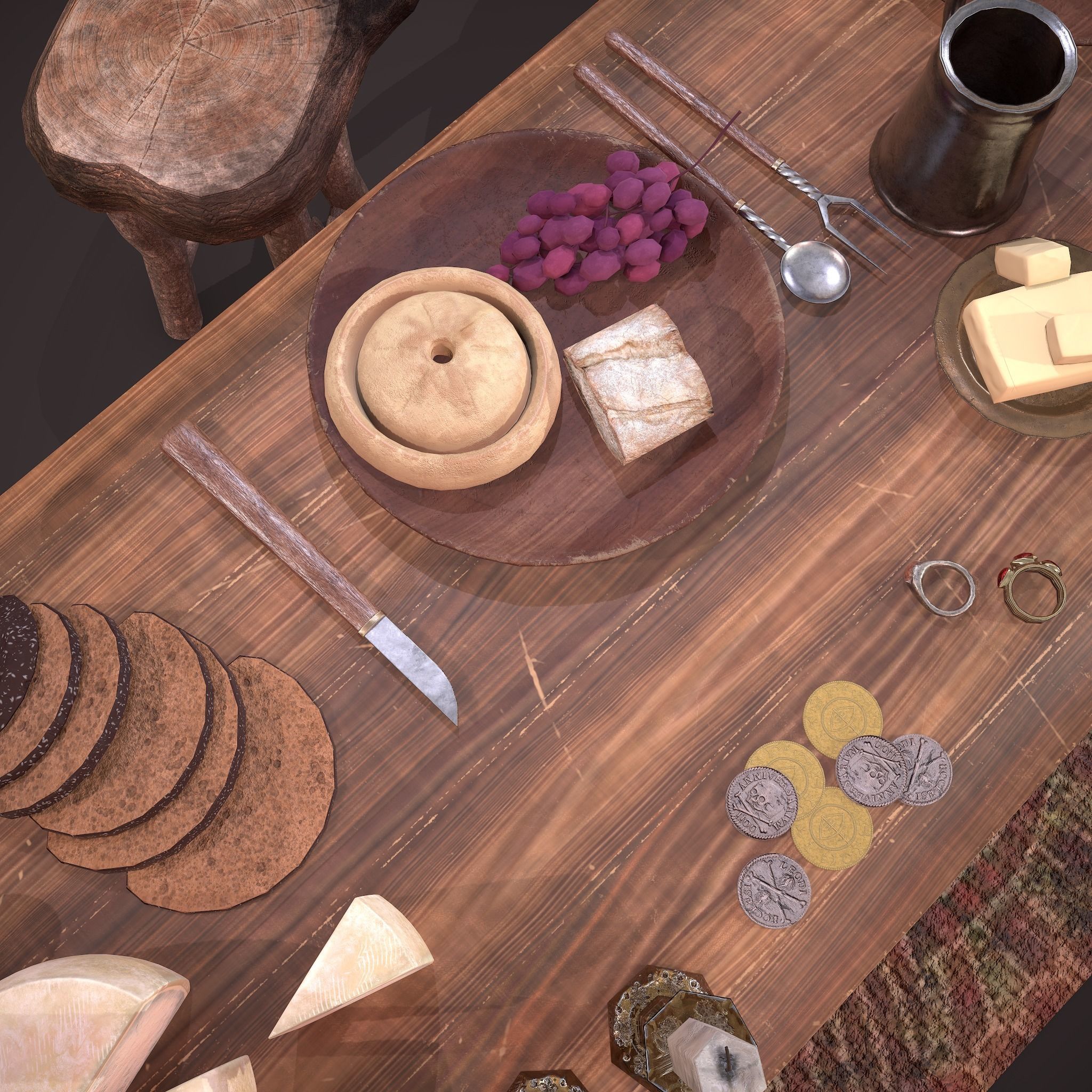 Medieval Tavern Dinner Scene  3D Model Collection_60