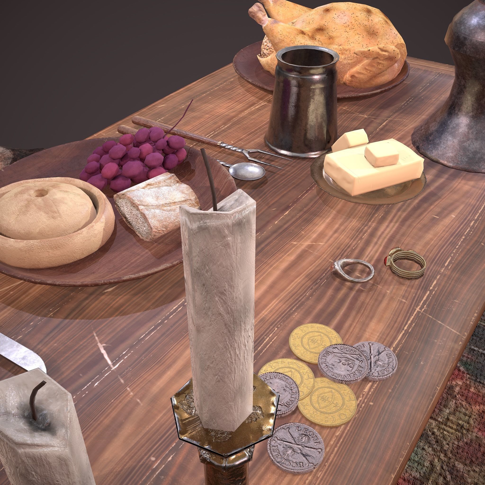 Medieval Tavern Dinner Scene  3D Model Collection_18