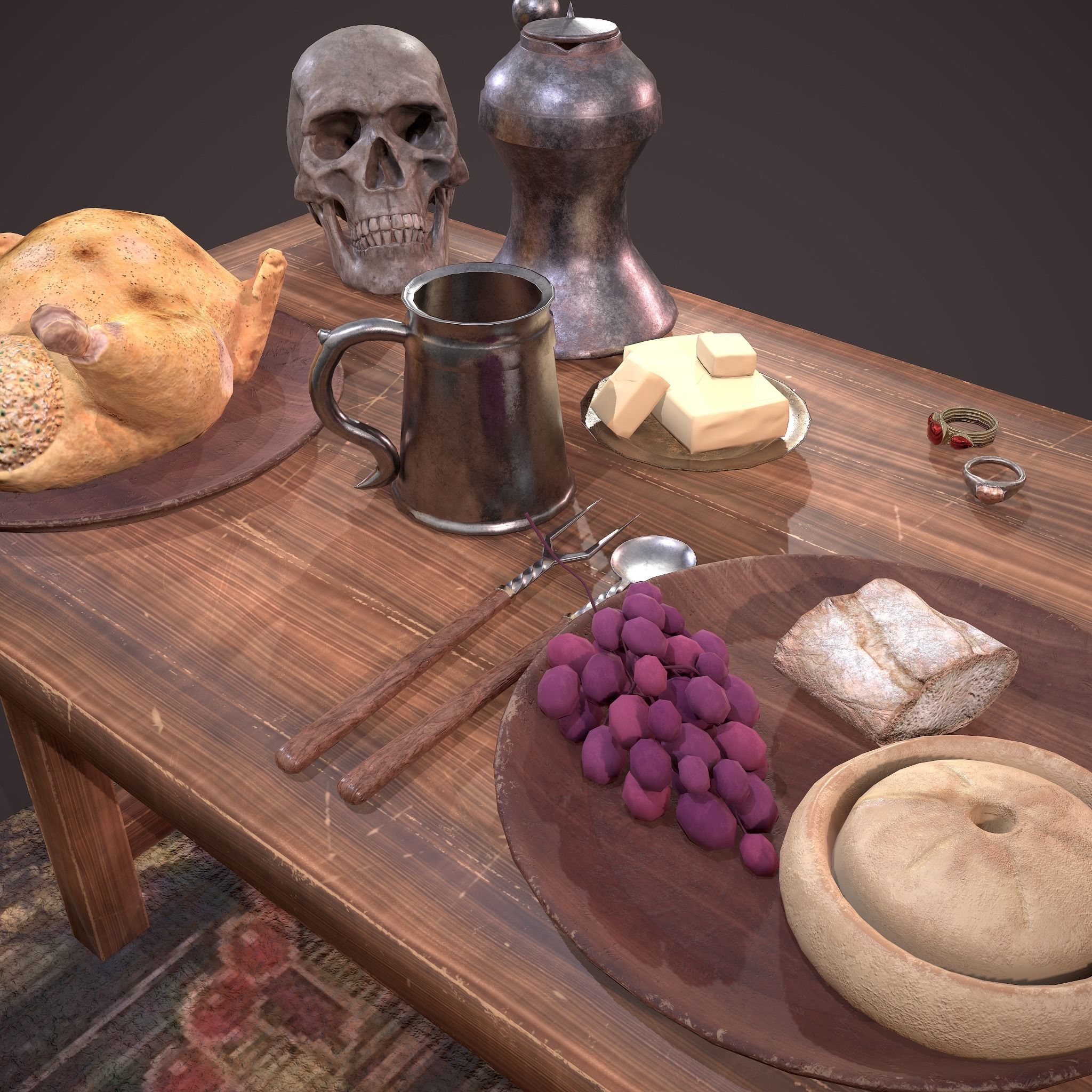 Medieval Tavern Dinner Scene  3D Model Collection_16