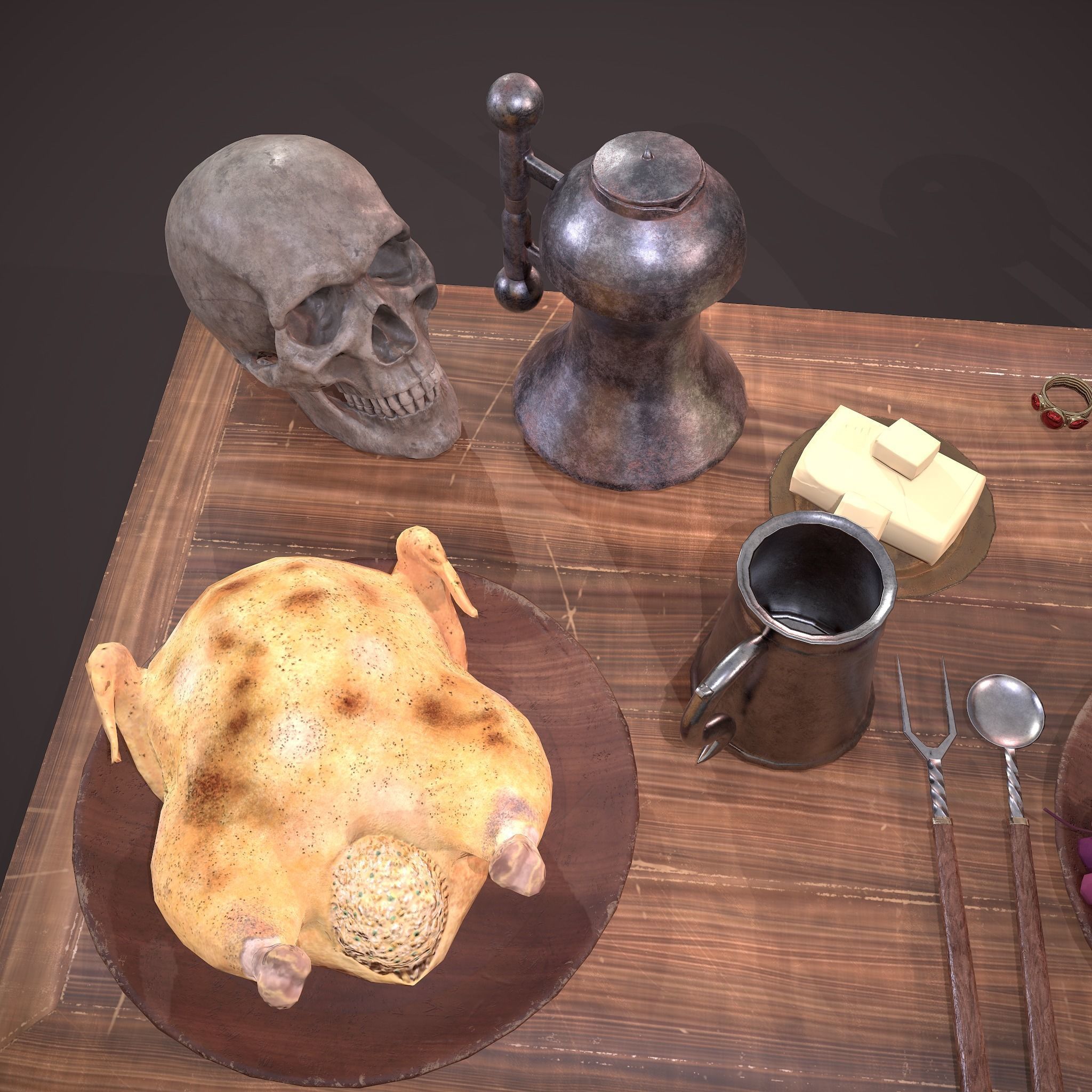 Medieval Tavern Dinner Scene  3D Model Collection_54