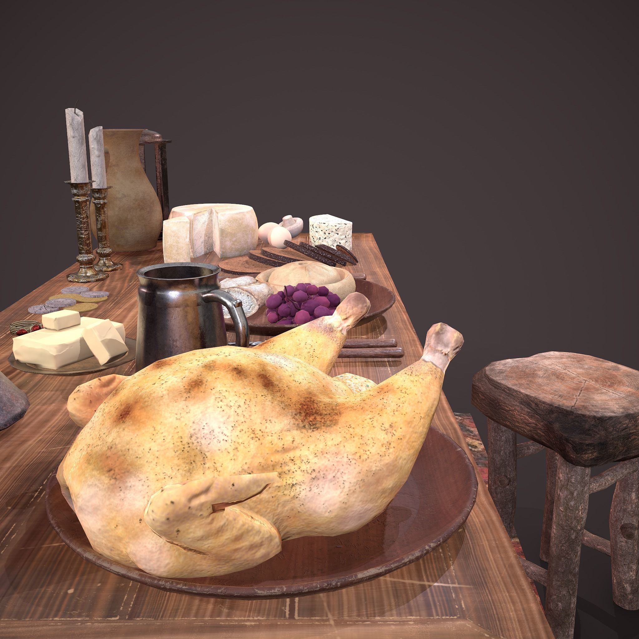 Medieval Tavern Dinner Scene  3D Model Collection_28